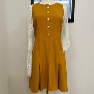 J.Crew Italian Stretch Wool Tollegno 1900 Pleated Mini Dress Camel Size 4 NWT